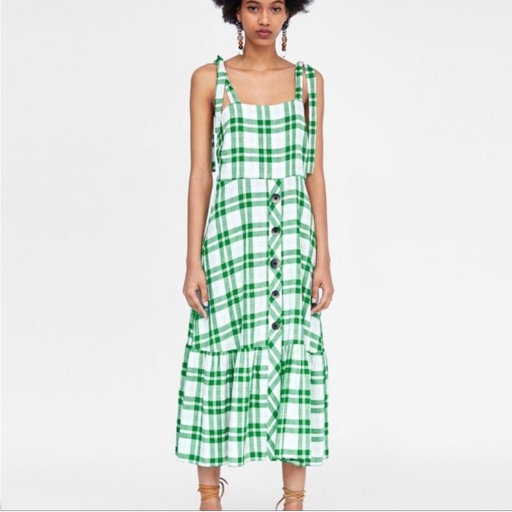 Zara Plaid Midi Dress
